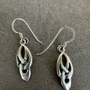 Marquise Shaped Celtic Knot Sterling Silver Drop Earrings